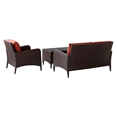 Kiawah 3 Piece Outdoor Wicker Seating Set Sangria - Crosley 4 Kiawah 3 Piece Outdoor Wicker Seating Set Sangria - Crosley - Image 2