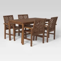 5pc Slatted Chevron Acacia Wood Patio Dining Set - Saracina Home -Crosley Shop GUEST cc66286e c365 4394 af52 9af81a2d048b