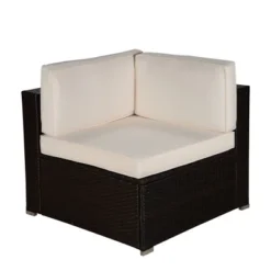 5pc Outdoor Rattan Wicker Conversation Set - Brown/Beige/Red - GODEER -Crosley Shop GUEST cc8df49a 9657 4ac4 856b 8b36485116d9 1