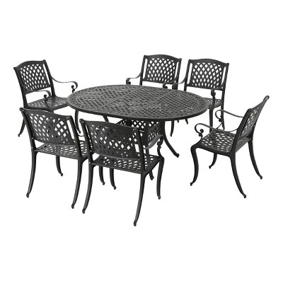 Carysfort 7pc Aluminum Dining Set - Black Sand - Christopher Knight Home 3 Carysfort 7pc Aluminum Dining Set - Black Sand - Christopher Knight Home