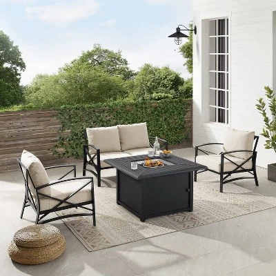 Kaplan 4pc Outdoor Conversation Set With Dante Fire Table - Oatmeal - Crosley 6 Kaplan 4pc Outdoor Conversation Set With Dante Fire Table - Oatmeal - Crosley - Image 4
