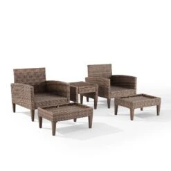Capella 5pc Outdoor Wicker Conversation Set With Arm Chairs, Ottomans & Side Table - Cream/Brown - Crosley 17 Capella 5pc Outdoor Wicker Conversation Set With Arm Chairs, Ottomans & Side Table - Cream/Brown - Crosley -Crosley Shop GUEST cebb1638 1bba 46fe a5a2 09be91318c10