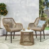 Russel 3pc Outdoor Wicker 2 Seater Chat Set - Light Brown/Beige - Christopher Knight Home -Crosley Shop GUEST cee19f94 8280 44e2 9f62 582383a795be