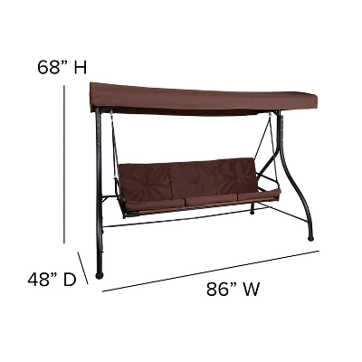 Flash Furniture Tellis 3-Seat Outdoor Steel Converting Patio Swing Canopy Hammock With Cushions / Outdoor Swing Bed 8 Flash Furniture Tellis 3-Seat Outdoor Steel Converting Patio Swing Canopy Hammock With Cushions / Outdoor Swing Bed - Image 6