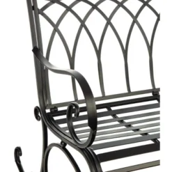 Evergreen Beautiful Springtime Colorful Black Rocking Brushed Metal Garden Bench - 43x33x37 In -Crosley Shop GUEST cf3294ba 69fa 4f9f adf4 d1ba0eabba91