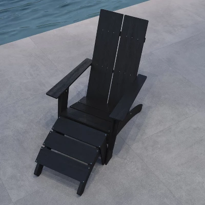 Merrick Lane Adirondack Modern Slatted Back Patio Chair With Accompanying Foot Ottoman 9 Merrick Lane Adirondack Modern Slatted Back Patio Chair With Accompanying Foot Ottoman - Image 7