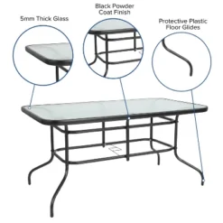 Emma And Oliver Five Piece Patio Table Set With Metal Table With Tempered Glass Top And 4 Flex Comfort Stacking Chairs -Crosley Shop GUEST cf7fe4e7 0674 4be5 8fdd 2ea3fdea04ef 2
