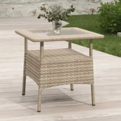 4pc Wicker Adjustable Patio Seating Set With Cushions - Natural/Gray - GODEER -Crosley Shop GUEST d1eb662c e3ba 4066 8f94 6ea69e594794