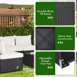 Costway 5PCS Patio Rattan Wicker Furniture Conversation Set Cushioned Sofa Deck -Crosley Shop GUEST d29088c6 c7eb 4472 9c33 621e83773f46