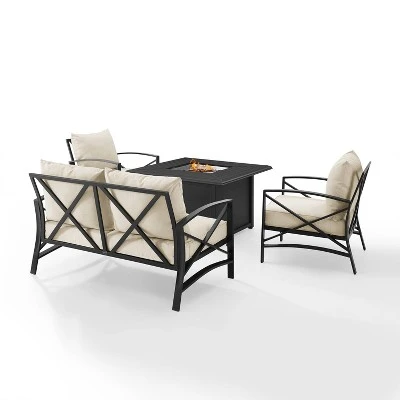 Kaplan 4pc Outdoor Conversation Set With Dante Fire Table - Oatmeal - Crosley 4 Kaplan 4pc Outdoor Conversation Set With Dante Fire Table - Oatmeal - Crosley - Image 2