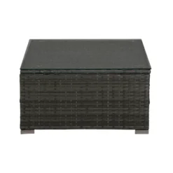 6pc Outdoor Rattan Wicker Conversation Set With Chairs, Coffee Table & Cushions - Gray/Red - GODEER -Crosley Shop GUEST d4c9b095 82c5 46f1 94be 14096f43f446