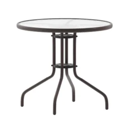 Flash Furniture Bellamy 31.5'' Round Tempered Glass Metal Table -Crosley Shop GUEST d5ce2ad8 f6d7 4268 8d19 d57343569391