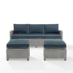 Bradenton 3pc Outdoor Wicker Sofa & 2 Ottoman Set - Navy/Gray - Crosley 17 Bradenton 3pc Outdoor Wicker Sofa & 2 Ottoman Set - Navy/Gray - Crosley -Crosley Shop GUEST d64c4c92 b313 4834 af97 58739b1f4216