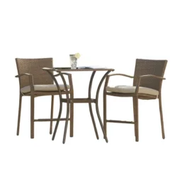 3pc Lakewood Ranch Steel Woven Wicker Outdoor High Top Bistro Patio Furniture Set With Cushions Brown - Room & Joy 22 3pc Lakewood Ranch Steel Woven Wicker Outdoor High Top Bistro Patio Furniture Set With Cushions Brown - Room & Joy -Crosley Shop GUEST d706c7db 2a52 41e8 8bf9 8bfed1cf49bc
