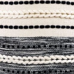 Northlight 18" Striped Cream And Black Outdoor Woven Pouf Ottoman -Crosley Shop GUEST d7d4b242 24ca 449d 9a8d d02950def55c