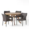 Laurent 5pc Acacia Wood & Wicker Dining Set - Teak/Brown - Christopher Knight Home -Crosley Shop GUEST d8f925cb c514 4a37 bf6a 934ae5ff7008