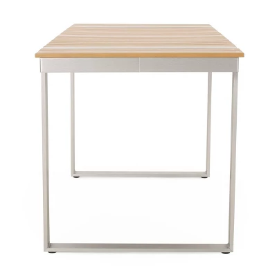 Cibola Outdoor Aluminum Rectangle Dining Table - Natural/Silver - Christopher Knight Home 4 Cibola Outdoor Aluminum Rectangle Dining Table - Natural/Silver - Christopher Knight Home - Image 2