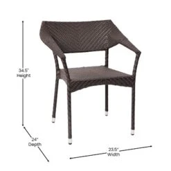 Emma And Oliver Modern All-Weather Patio Dining Chair With Fade And Weather Resistant PE Rattan And Reinforced Steel Frame -Crosley Shop GUEST da3cd445 d1a0 47a1 8d81 ed596a6dd5e6