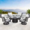 5pc Outdoor Fire Table Set With Hammered 44" Round Fire Table, 4 Deep Seating Swivel Rocking Chairs & Table Fabric Covers - Oakland Living -Crosley Shop GUEST da909f82 36d3 46ce 8e0d 775c761262b4