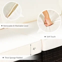 Tangkula 7PCS Patio Rattan Furniture Set 42" Fire Pit Table W/ Cover Cushioned -Crosley Shop GUEST da966b59 2fb2 453e 814d a7a11b54cfb0