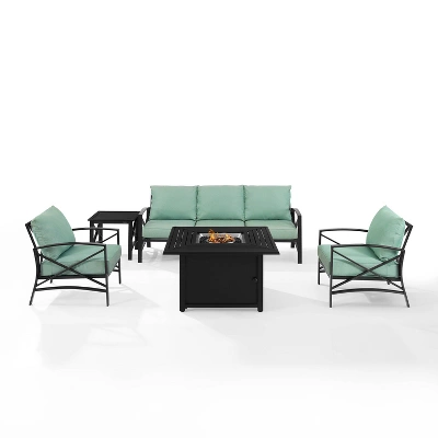 Kaplan 5pc Outdoor Sofa Set With Fire Table - Mist - Crosley 4 Kaplan 5pc Outdoor Sofa Set With Fire Table - Mist - Crosley - Image 2