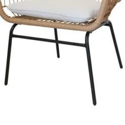 3pc Outdoor Wicker Chairs With Glass Top Table & Soft Cushions - Brown - WELLFOR -Crosley Shop GUEST db79d00e 5042 4012 850b 6892a0573152