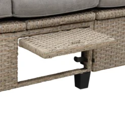 4pc Outdoor Adjustable Wicker Sectional Set With Canopy & Table - GODEER -Crosley Shop GUEST dca73a74 e24b 454c a2bb 181a440a6a32