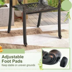 Costway 2pcs Patio Cast Aluminum Dining Chairs Armrests Outdoor Stackable Bronze/White -Crosley Shop GUEST dd7e7001 a03a 4864 beff 30d90905796b