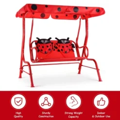 Costway Kids Patio Swing Chair Children Porch Bench Canopy 2 Person Yard Furniture Red -Crosley Shop GUEST de5dc735 64fa 4ba5 aadb d739dd2ca014