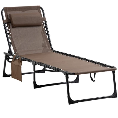 Outsunny Reclining Chaise Lounge Chair, Portable Sun Lounger, Folding Camping Cot, With Adjustable Backrest And Removable Pillow, For Patio, Garden, Beach 9 Outsunny Reclining Chaise Lounge Chair, Portable Sun Lounger, Folding Camping Cot, With Adjustable Backrest And Removable Pillow, For Patio, Garden, Beach - Image 7