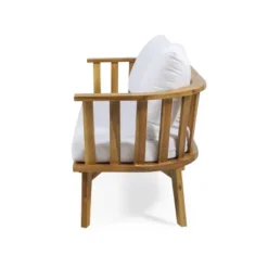 Solano Outdoor Wooden Loveseat With Cushions - White/Teak - Christopher Knight Home -Crosley Shop GUEST df0cde68 9140 45ca a664 5d63489bbe71