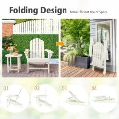 Tangkula Patio 3PCS Adirondack Chair Side Table Set Outdoor Chair Set With End Table Weather Resistant Cup Holder For Backyard Garden White -Crosley Shop GUEST df2c9de2 6523 49e0 b002 a68c35c1ae45