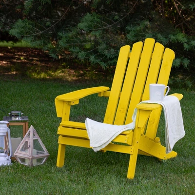 Northlight 36" Yellow Classic Folding Wooden Adirondack Chair 3 Northlight 36" Yellow Classic Folding Wooden Adirondack Chair