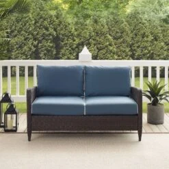 Kiawah Outdoor Wicker Loveseat Blue - Crosley 13 Kiawah Outdoor Wicker Loveseat Blue - Crosley -Crosley Shop GUEST dfc6c819 a873 458a b89f 158fcaeaecaf
