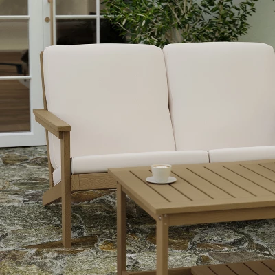 Merrick Lane All-Weather Poly Resin Wood Adirondack Style Deep Seat Patio Loveseat With Cushions 5 Merrick Lane All-Weather Poly Resin Wood Adirondack Style Deep Seat Patio Loveseat With Cushions - Image 3