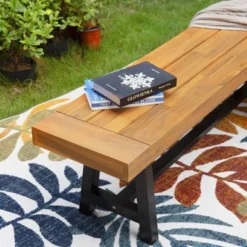 63" Rectangular Acacia Wood Patio Bench - Captiva Designs -Crosley Shop GUEST e08af1bd 71f8 4ebe 88bf 15b06e397109