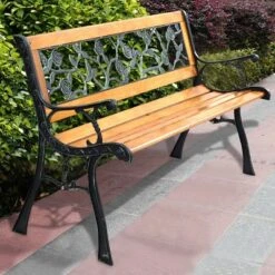 Tangkula Garden Iron Bench Porch Path Hardwood Chair For Patio Park Outdoor Deck -Crosley Shop GUEST e0abf993 766c 41f7 ac28 99a761df1f7c