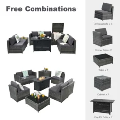 Tangkula 9 PCS Rattan Dinning Set Wicker Sofa W/Propane Gas Fire Pit 60,000 Btu Heater 23 Tangkula 9 PCS Rattan Dinning Set Wicker Sofa W/Propane Gas Fire Pit 60,000 Btu Heater -Crosley Shop GUEST e0c2d5b8 b864 4419 bddc 4a652cd26d9d