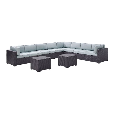 Biscayne 7pc Outdoor Wicker Sectional Set With 2 Coffee Tables - Sangria - Crosley 4 Biscayne 7pc Outdoor Wicker Sectional Set With 2 Coffee Tables - Sangria - Crosley - Image 2
