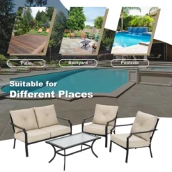 Costway 4 PCS Patio Furniture Set Cushion Sofa Loveseat Sectional Garden Deck Poolside -Crosley Shop GUEST e18ef506 4891 49d1 9a12 76bc575a1fb1