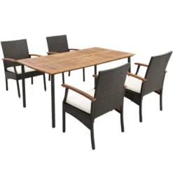 Costway 7PCS Patio Dining Set Cushion Acacia Wood Armrests Table With Umbrella Hole -Crosley Shop GUEST e1cfda88 e51d 415f 8615 2d6ebb1d5e36