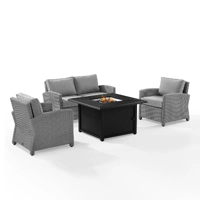 Bradenton 4pc Wicker Seating Set With Fire Table - Crosley 3 Bradenton 4pc Wicker Seating Set With Fire Table - Crosley