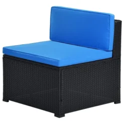 5pc Wicker Patio Sectional Seating Set With Cushions - Black/Blue - GODEER 27 5pc Wicker Patio Sectional Seating Set With Cushions - Black/Blue - GODEER -Crosley Shop GUEST e32154b8 dddd 4a61 aa23 fbdbb2faf40c