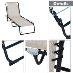 Outsunny Outdoor Folding Chaise Lounge Chair Portable Lightweight Reclining Garden Sun Lounger With 4-Position Adjustable Backrest For Patio, Deck, And Poolside -Crosley Shop GUEST e39a8cbb 7ff9 4a02 9b5b 133a7df4d58e