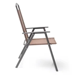 5pc Outdoor Steel Dining Set With Folding Chairs & Square Glass Table Top Brown - Crestlive Products -Crosley Shop GUEST e3cc230d 3f27 4187 a07d 2e161bfc91f0