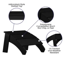 Emma And Oliver Indoor/Outdoor Poly Resin Adirondack Style Ottoman