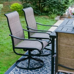 7pc Outdoor Dining Set With Padded Swivel Chairs & Metal Rectangle Table With Umbrella Hole - Gray - Captiva Hole -Crosley Shop GUEST e4f7c521 088d 4dd7 8f5b 398cb02c6c22