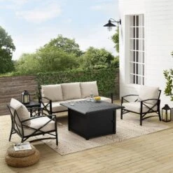 Kaplan 5pc Outdoor Sofa Set With Fire Table - Oatmeal - Crosley -Crosley Shop GUEST e4fbbfe2 ffb4 4724 b874 5b5a3ae6bf0a