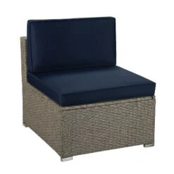 4pc Outdoor Wicker Conversation Set With Cushions - Navy/Beige - GODEER -Crosley Shop GUEST e5adb67b d8cd 480e 8b5f 2a2478241ab0 1