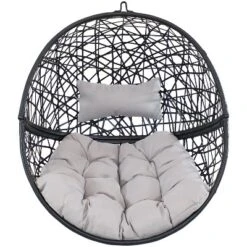 Sunnydaze Decor Sunnydaze Outdoor Resin Wicker Jackson Hanging Basket Egg Chair Swing With Cushions, Headrest, And Steel Stand Set - 3pc -Crosley Shop GUEST e5d9b4a5 6e21 4615 8eab 50a98bdf9c3f